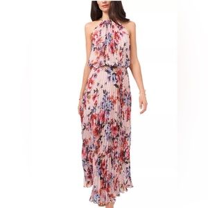 MSK Floral Print Pleated Dress